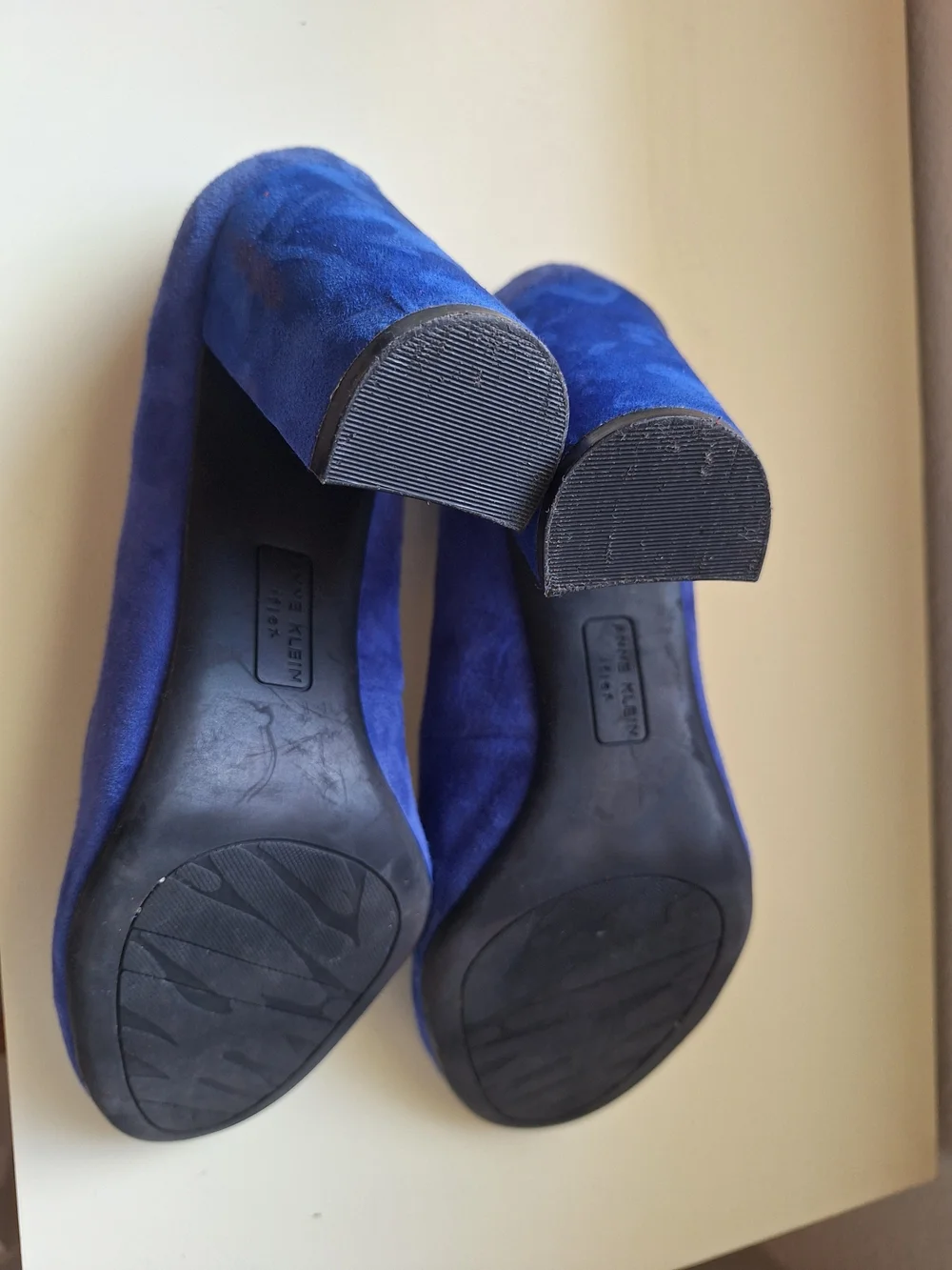 Anne Klein Royal Blue Suede Block Heel Pumps